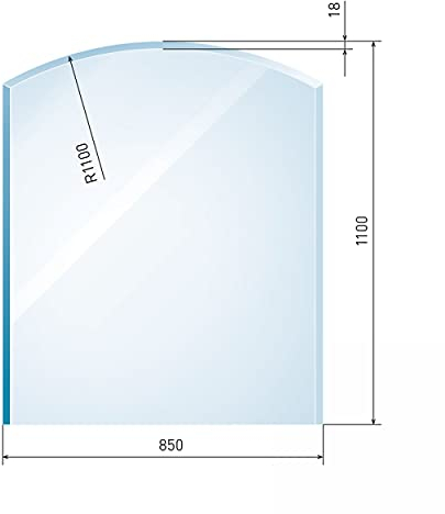 raik Glasplatte Bodenplatte 85 x 110 cm Kamin Funkenschutzplatte Funkenschutz flach mit Facette Zunge hochbelastbar bis 700 kg temperaturbeständig bis 300°C