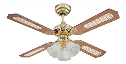 Westinghouse Princess 105 cm Modern Ceiling Fan with Dual Effect, Polished Brass, 4 Blades, 3 Speeds, Touch Control, Indoor Use, 45W, Low dB Noise, 10 Year Guarantee
