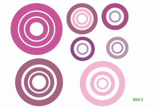 Wandtattooladen Wandsticker - Retro Kreise lila, 18-teiliges Set Größe: 12bis55cm