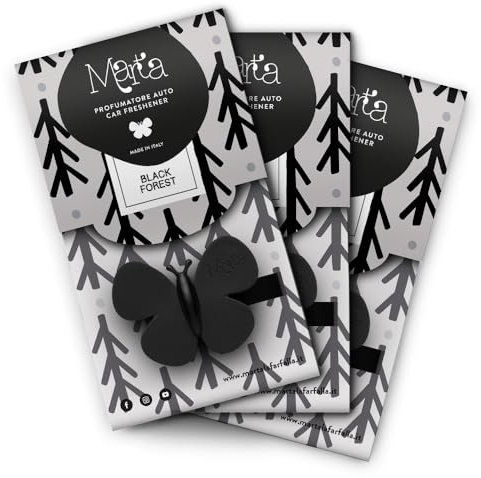 profumo per auto da inserire nelle bocchette di areazione fragranza Black Forest 3pz Marta La Farfalla