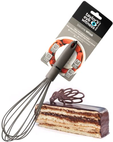 Taylors Eye Witness Large Grey Silicone Whisk - Dishwasher Safe, Non-Scratch Balloon Head, Heat Resistant (260°C/500°F)