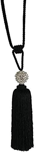 Riva Paoletti Crystal Ball Black Tie Backs, Polyester, One Size