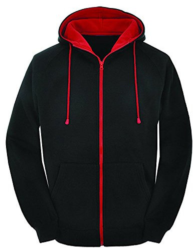 SMALL Contast black and red zip varsity zip up hoodie