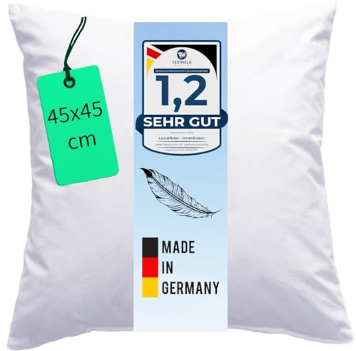 Luxusfeder Sofakissen 45x45 cm Feder Füllung 500g - Bezug 100% Baumwolle - Federkissen - Kissenfüllung - Kisseninlett - Innenkissen - Öko-Tex