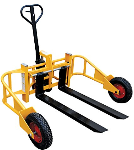 Vestil ALL-T-2-48 Steel Manual All-Terrain Pallet Truck 48 in. Long Adjustable Width Forks 2,000 Lb. Capacity Yellow