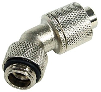 13/10mm (10x1,5mm) Anschraubtülle 45°; drehbar G1/4 - gerändelt - silber vernickelt