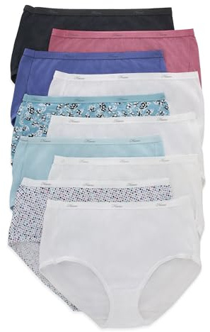 Hanes Women's Briefs Panties Pack, 100% Cotton Underwear, Moisture-Wicking Underwear, Ultra-Soft and Breathable, Tagless Multipack