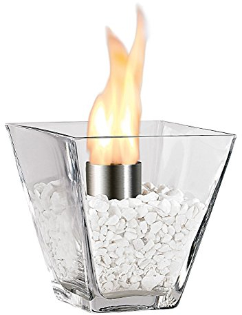 Carlo Milano Deko Tischfeuer: Glas-Dekofeuer Agadir für Bio-Ethanol (Tischfeuer Glas, Bio-Ethanol-Tischkamine, Bioethanol)