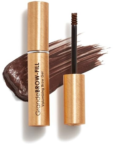 Grande Cosmetics GrandeBROW-FILL Augenbrauen Gel für mehr Volumnen - Fasern & Peptide, Wasserfest - Natürlicher Farbton, Flexibler Halt - Dunkel