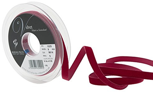 ottosvo Velvet Ribbon, Dark Red, 10.2 x 1.5 x 10.2 cm