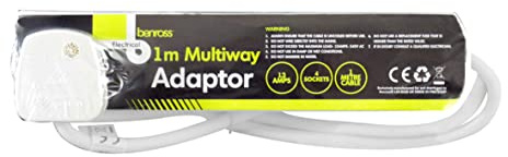 Benross 45080 4-Way Extension Lead / 1 Metre Long / 13A / Suitable For Home or Office Use