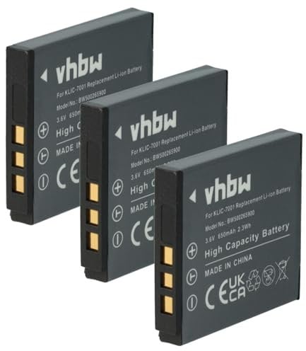 vhbw 3x Battery compatible with Hitachi SB-360, PB-360T, DZ-HV584E Camera DSLR (650mAh, 3.6 V, Li-Ion)
