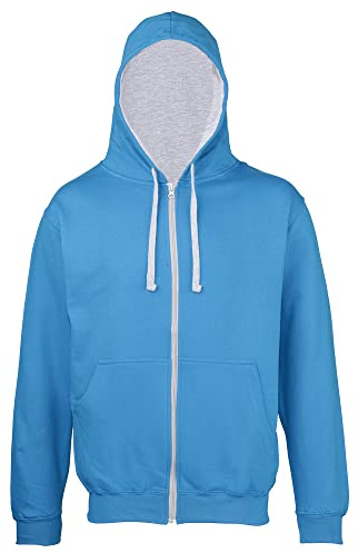 AWDis Men's Varsity Zoodie Hoodie, Multicoloured (Sapphire Blue/Heather Grey), Medium