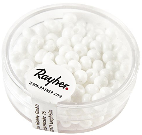 Rayher 1406702Indianer-Perlen, 4,5 mm ø, weiß