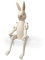 kadoh Kantenhocker Tier (Hase-weiß) 28 cm • Deko-Figur aus Holz für Wohnzimmer • Handgemachte Holztiere