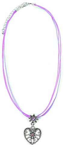 Trachtenkette Dirndlkette Trachtenschmuck mit Herz und Strass 795 (Lila)
