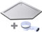 Mai & Mai Plato de ducha acrílico en blanco Faro5W 100x100x4cm Pentagonal Conexiones DIN incl.desagüe AL02