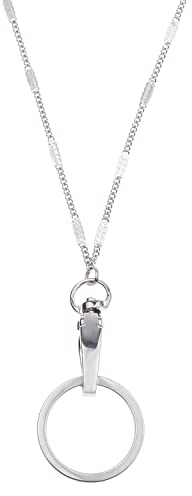 Wisdompro Collier tendance pour femme de 48 cm avec fermoir pivotant ovale et porte-clés pour clés et porte-carte d’identité Twist Chain