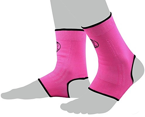 BAY® 2x elastische Fußbandagen, Fußgelenkbandagen, pink/rosa, Größe M