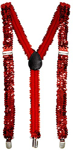 Hosenträger: Bundhalter, Pailletten, rot