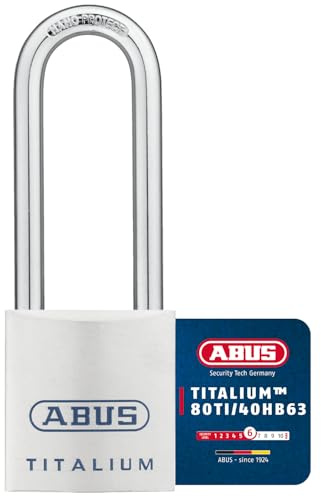 ABUS Titalium Vorhängeschloss 80TI/40HB63 - Gleichschließend | Schlosskörper aus Spezial-Aluminium, gehärteter Stahlbügel (63 mm), 6-Stift-Zylinder, Schließung 8011, inkl. 2 Schlüssel