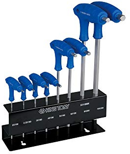 king tony Juego de llaves Allen Point Ball Con Mango en L 2-10mm sobre Rack