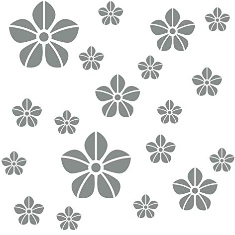kleb-Drauf® | 19 Blumen | Grau - glänzend | Wandtattoo Wandaufkleber Wandsticker Aufkleber Sticker | Wohnzimmer Schlafzimmer Kinderzimmer Küche Bad | Deko Wände Glas Fenster Tür Fliese