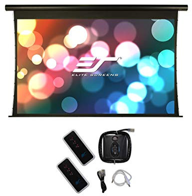 ELITE SCREENS electric projector screens Saker Tab Tension black 222 x 125 cm Vorl.-60cm, 16:9 format 100 inches, SKT100UHW-E24