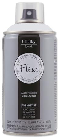 FLEUR Spray Vernice Chalk Paint, Extra Opaco, all' Acqua senza Odore, MultiSuperficie, 300 ml F61 All About Grey, Effetto Gesso, Shabby Chic Vintage, per Mobili, per Interno - Esterno