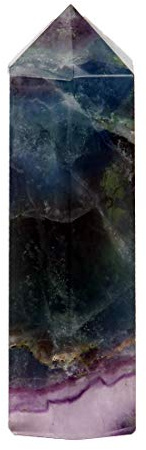 YWG Stone Embrace Serenity Fluorite Crystal Point Scepter - Large 3 Inch Wand for Reiki Healing Harmony