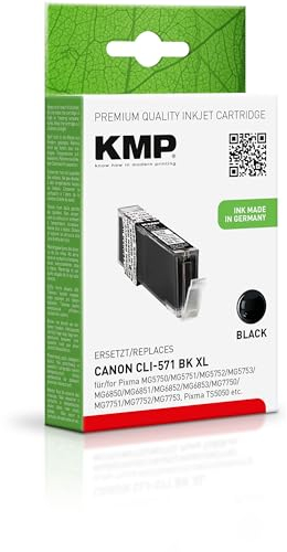 KMP Tintenpatrone passend für Canon CLI571BKXL Black (0331C001) - C107BKX - für Canon Pixma MG5750, MG5751, MG5752, MG5753, MG6850, MG6851, MG... etc.