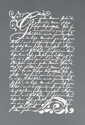 Rayher 45067000 Schablone Motiv: Vintage Poesie, DIN A5, 14,8 x 21 cm, mit Rakel, Siebdruck-Schablone, Malschablone, selbstklebend, polyester