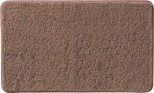 Erwin Müller Badematte, Badteppich, Badvorleger Rhodos Uni rutschhemmend braun Größe 60x100 cm - ultraweich, extrem saugfähig, flusenarm
