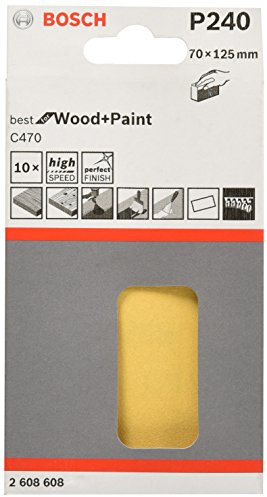 Bosch Professional Bosch 2608608y19 Pack 10 Scheiben Schleifmittel C470 70 x 125 mm, Beige, 2608608Y27, 240