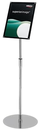 Deflecto Porte-Affiches Sur Pied A4 à Bords Biseautés - Panneaux D'affichage Réglables En Portrait Et En Paysage - Support D'affichage Télescopique