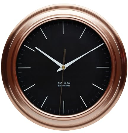 KitchenCraft Kitchen Wall Clock with Copper Effect Finish in Gift Box, Plastic, 25.5 cm, Brown