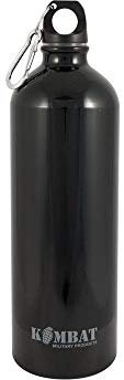 Kombat Aluminium Water Bottle With Carabina Black 1000ml