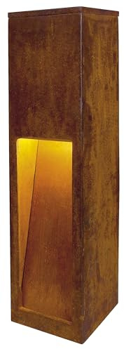 SLV RUSTY SLOT 50 lampe sur pied extérieure LED 3000K acier rouillé FeCSi IP55 L12xP12xH50cm – éclairage direct pour jardin, terrasse, allées – design carré, lumière chaude, style unique