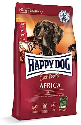 Happy Dog Supreme Sensible Africa 12,5 kg | Für ausgewachsene Hunde ab 11 kg, getreidefrei, Großgebinde mit Monoprotein Strauß, bei Unverträglichkeiten