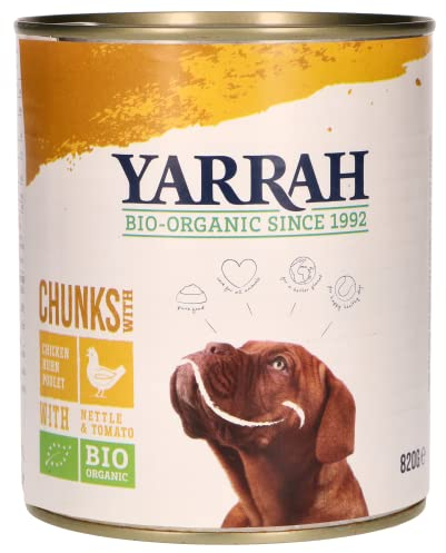 Bio Adult Hundefutter - saftige Stückchen mit Huhn, Tomate und Brennnessel - (Yarrah) 820g