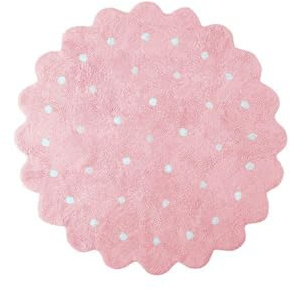 Lorena Canals| Washable Rug Little Biscuit Pink for Kids Room, Play Area, Nursery. Handmade in Cotton. Size: Ø 4' 7