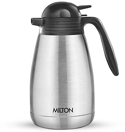 Milton Thermosteel Carafe Double Wall Vaccum Insulated Thermal Carafe 1500 ml | 50 oz | Press & Pour Lid, 24 Hours Hot & Cold, 304 Stainless Steel, Leak Proof, Rust Proof | Coffee, Tea, Water | Silver