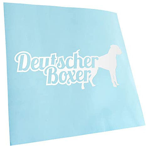 Kiwistar - Autoaufkleber - Weiß - 20x8cm Deutscher Boxer mit Name German - Heckscheibe Auto Aufkleber wetterfest für Kfz LKW Mofa Truck - Sticker außen selbstklebend Tuning Zubehör für Fenster