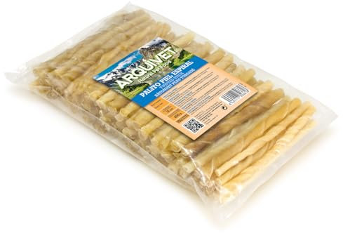 Arquivet Bâtonet Peau Torsadé -12cm (Sachet 100 unités) - Snack Arquivet Spiral Bovine leather Stick - Coube de Chien Snacks - Chiens Naturels Snacks - Sweets, Chuches, Prix et Récompenses pour Chiens