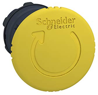 Schneider Electric, Harmony, ZB5AS55, Yellow Ø40 mushroom pushbutton head Ø22 latching turn release