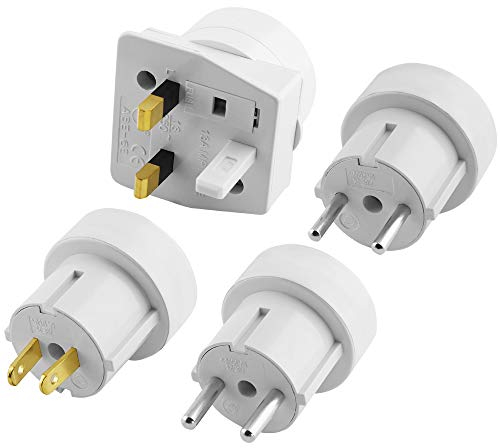 BestPlug Euro Reiseadapter mit Schutzkontakt Buchse für Afrika Bolivien Brasilien Canada Ecuador England Frankreich Griechenland Großbritannien GB Hongkong Italien Island Kolumbien und viele andere Länder