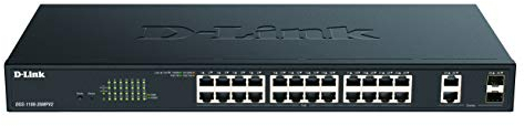 D-Link DGS-1100-26MPV2/E Smart Switch Gestito Max PoE, 26 Porte Gigabit di cui 24 Porte PoE a 370W, 802.3af/at, 2 Porte Combo, VLAN, Funzionalità layer 2, QoS, 802.3az EEE - Cavo di alimentazione UE