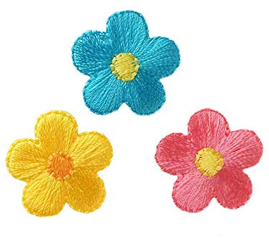 Mono-Quick GmbH Applikationen - Kids and Hits - aufbügelbar Blüten ca. 2,5x2,5 cm blau/gelb/pink 3 St