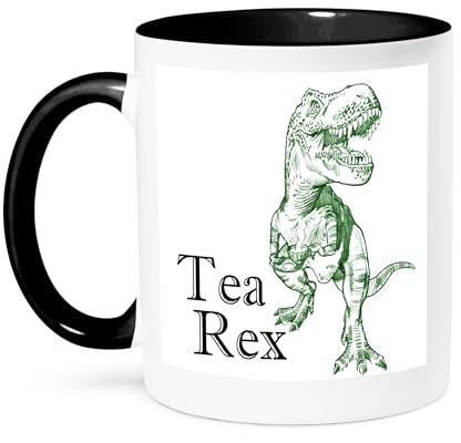 3dRose mug_193320_4 Tea Rex Zweifarbige Tasse, Keramik, schwarz