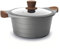 LACOR 27324 Cacerola Alta, Cacerola de Cocina con Tapa Cristal Stilo, Compatibilidad: todo tipo de cocinas, incluida la Inducción, Fabricada en Aluminio Fundido, Gris, 24 cm